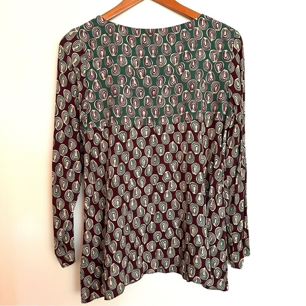 Boden Green and Brown Circle Patten Women’s Top Size 6R - Picture 10 of 11